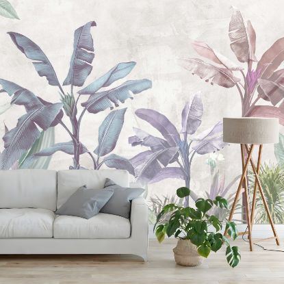 Picture of Hand Made Wallpaper 3D Mural Soft color tropical leaf banana trees