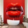 Picture of Hand Made Wallpaper 3D Mural Mouth 3D render lips red sexy lips beauty teeth wet digital art woman desire love