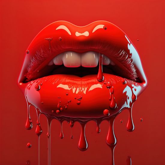 Picture of Hand Made Wallpaper 3D Mural Mouth 3D render lips red sexy lips beauty teeth wet digital art woman desire love