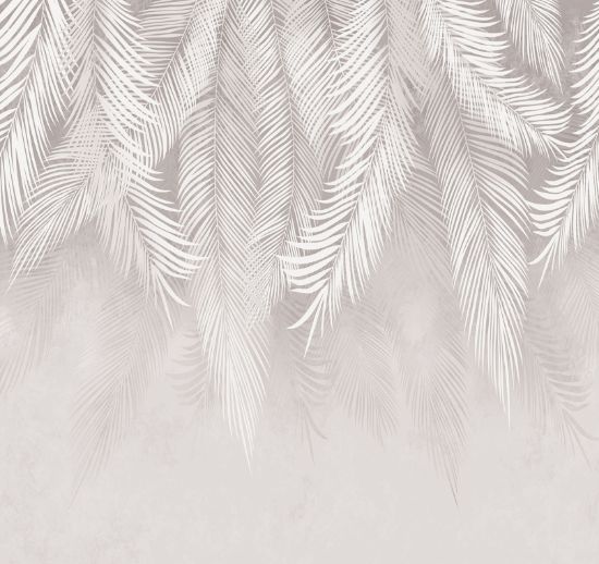 Picture of Hand Made Wallpaper 3D Mural Gray Tropical Leaves Fern Leaf