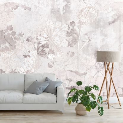 Picture of Hand Made Wallpaper 3D Mural Graphic wildflowers Floral background in loft modern style