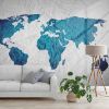 Picture of Hand Made Wallpaper 3D Mural map of the world background paper colour blue globe