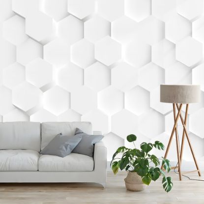 Picture of Hand Made Wallpaper 3D Mural 3D Futuristic honeycomb mosaic Realistic geometric mesh cells