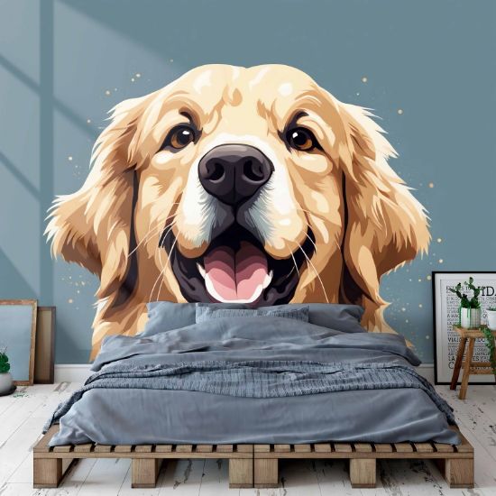 Picture of Hand Made Wallpaper 3D Mural ai generated golden retriever pet dog