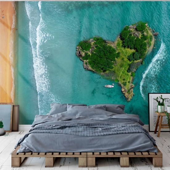 Picture of Hand Made Wallpaper 3D Mural island ocean sea lagoon nature beach