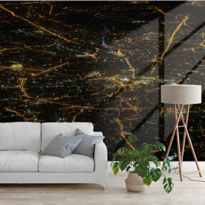 Picture of Hand Made Wallpaper 3D Mural moscow night map plane view moscow city