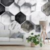 Picture of Hand Made Wallpaper 3D Wall Mural Gray Brick Wall Decorate Your Home With Hexagonal 3d Wallpaper Mural And Marble Bricks