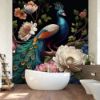 Picture of Hand Made Wallpaper 3D Wall Mural Beautiful Elegant Floral With Blooming Flowers And Peacock Interior Mural Wall Wallpaper