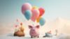 Picture of Hand Made Wallpaper 3D Wall Mural Kids Balloons Fb Pig Animation Clip