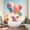 Picture of Hand Made Wallpaper 3D Wall Mural Kids Balloons Fb Pig Animation Clip