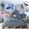 Picture of Hand Made Wallpaper 3D Wall Mural Simple Geometric 3d Stereo Cube Bird Splicing Tv Background Wall