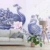 Picture of Hand Made Wallpaper 3D Wall Mural Modern Minimalist 3D Embossed Peony Peacock TV Background Wall