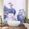 Picture of Hand Made Wallpaper 3D Wall Mural Modern Minimalist 3D Embossed Peony Peacock TV Background Wall