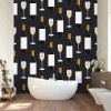 Picture of Hand Made Wallpaper 3D Wall Mural Wine Glasses And Bottles Seamless Pattern On Black Background, 