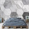 Picture of Hand Made Wallpaper 3D Wall Mural Gray Brick Wall Bricks With Hexagonal 3d Wallpaper Mural And Marble Accents For Chic Home Decor