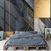 Picture of Hand Made Wallpaper 3D Wall Mural Contemporary Art 3d Wall Mural Wallpaper With Golden Lines And Deep Marble Background