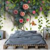 Picture of Hand Made Wallpaper 3D Wall Mural Willow Branches Hanging From Above With Flower On A White Background Interior Mural