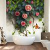 Picture of Hand Made Wallpaper 3D Wall Mural Willow Branches Hanging From Above With Flower On A White Background Interior Mural