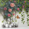 Picture of Hand Made Wallpaper 3D Wall Mural Willow Branches Hanging From Above With Flower On A White Background Interior Mural