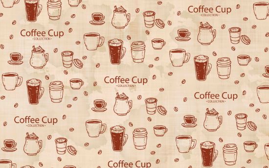 Picture of Hand Made Wallpaper 3D Wall Mural Dinding Latar Belakang Perkakas Cafe Retro Yang Digambar Tangan