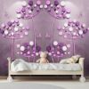 Picture of Hand Made Wallpaper 3D Wall Mural Modern Purple 3d Stereo Abstract Retro Dandelion Butterfly Tv Back