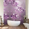 Picture of Hand Made Wallpaper 3D Wall Mural Modern Purple 3d Stereo Abstract Retro Dandelion Butterfly Tv Back