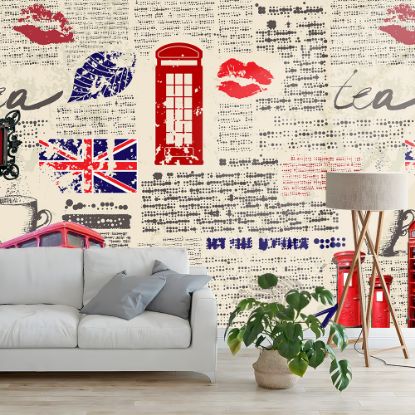 Picture of Hand Made Wallpaper 3D Wall Mural Vintage British Style Background Wall Mural Wallpaper