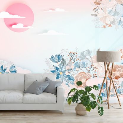 Picture of Hand Made Wallpaper 3D Wall Mural New Small Fresh Mint Green 3d Three Dimensional Flowers Embossed Background Wall