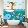 Picture of Hand Made Wallpaper Nordic Creative Drawing Ocean Whale Illustration Children Room Background Wall Paper