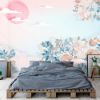 Picture of Hand Made Wallpaper 3D Wall Mural New Small Fresh Mint Green 3d Three Dimensional Flowers Embossed Background Wall