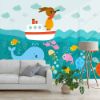 Picture of Hand Made Wallpaper Nordic Creative Drawing Ocean Whale Illustration Children Room Background Wall Paper