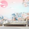 Picture of Hand Made Wallpaper 3D Wall Mural New Small Fresh Mint Green 3d Three Dimensional Flowers Embossed Background Wall