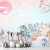 Picture of Hand Made Wallpaper 3D Wall Mural New Small Fresh Mint Green 3d Three Dimensional Flowers Embossed Background Wall