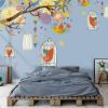 Picture of Hand Made Wallpaper 3D Wall Mural Cartoon Flower Branch Bird Cage Wall Stickers Kids