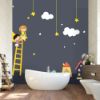 Picture of Hand Made Wallpaper 3D Wall Mural Cartoon Children's Room Dark Gray Background Wall Moon House Kids Stickers