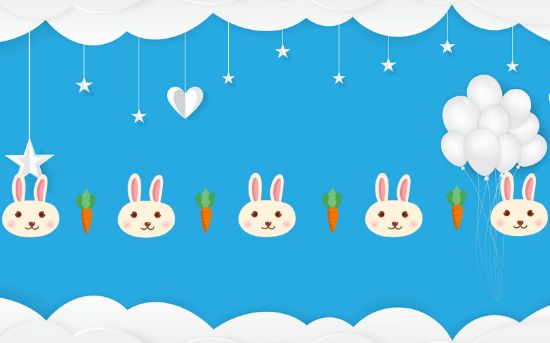 Picture of Hand Made Wallpaper 3D Wall Mural Cartoon Bunny Carrot Wall Stickers Kids Baby Room Decoration