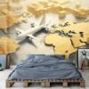 Picture of Hand Made Wallpaper 3D Wall Mural Small Plane Sits On World Map