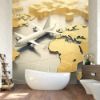 Picture of Hand Made Wallpaper 3D Wall Mural Small Plane Sits On World Map