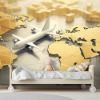 Picture of Hand Made Wallpaper 3D Wall Mural Small Plane Sits On World Map