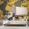 Picture of Hand Made Wallpaper 3D Wall Mural Logistic Transport Global Logistics A Truck Transporting Packages Across 3d World Map