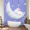 Picture of Hand Made Wallpaper Modern Beautiful Night Sky Cute Rabbit Children's Room Custom Background Wall 