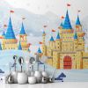 Picture of Hand Made Wallpaper Cute Snow Scene Castle Oil Painting Children's Room Background Wall Paper