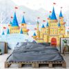 Picture of Hand Made Wallpaper Cute Snow Scene Castle Oil Painting Children's Room Background Wall Paper