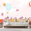 Picture of Hand Made Wallpaper Children Room Cartoon Drawing Train House Hot Air Balloon Background Wall