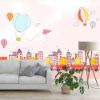 Picture of Hand Made Wallpaper Children Room Cartoon Drawing Train House Hot Air Balloon Background Wall