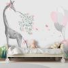 Picture of Hand Made Wallpaper Modern Minimalist Small Fresh Drawing Cartoon Animal Giraffe Elephant Balloon