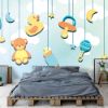 Picture of Hand Made Wallpaper Simple Blue Cartoon Little Duck Children's Room Background Wall 