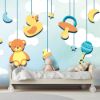 Picture of Hand Made Wallpaper Simple Blue Cartoon Little Duck Children's Room Background Wall 