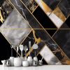 Picture of Hand Made Wallpaper 3D Wall Mural Abstract Triangle Wallpaper 3d With Geometric Shapes Golden Lines And Black Gray Marble