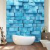 Picture of Hand Made Wallpaper 3D Wall Mural 3d Brick Wall Rendering Of A Soft Blue